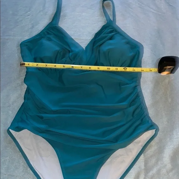 One Piece Blue Swimsuit For Women Tummy Control with Versatile Necklines Size L - Picture 5 of 7